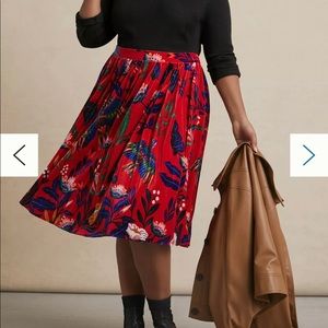 Anthropologie Plus Size Pleated Velvet Midi Skirt 1x